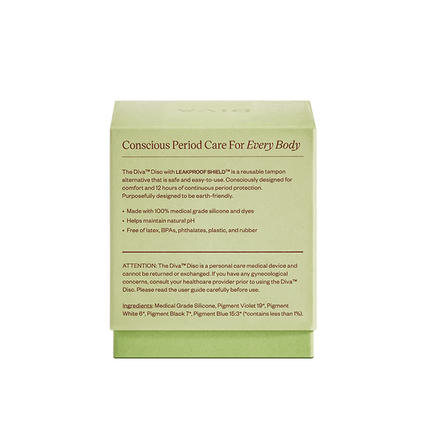 DIVA Disc Reusable Menstrual Disc With Pull Tab And Leakproof Shield DIVA Disc Reusable Menstrual Disc With Pull Tab And Leakproof Shield